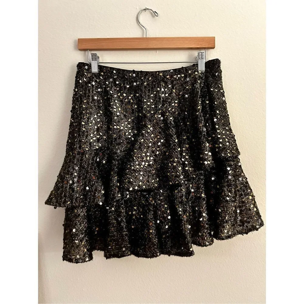 🆕 NWT Tularosa Mara Sequin Ruffle Skirt Size L